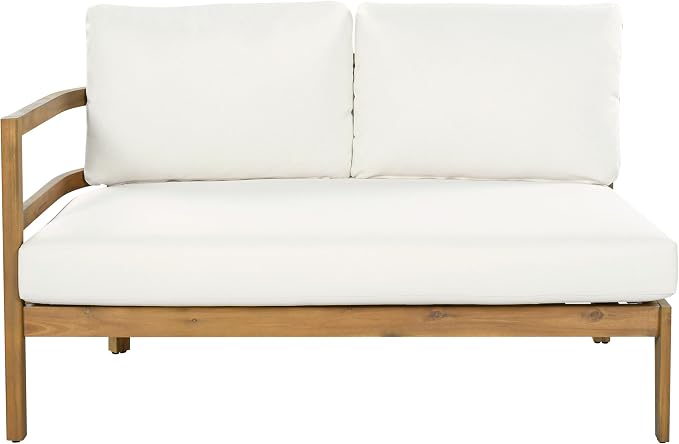 Christopher Knight Home Outdoor Acacia Wood 7 Seater Sectional Sofa Set with Thick Cushions Patio Conversation Set Modular Outdoor Seating with Coffee Table and Club Chairs for Patio Garden Deck