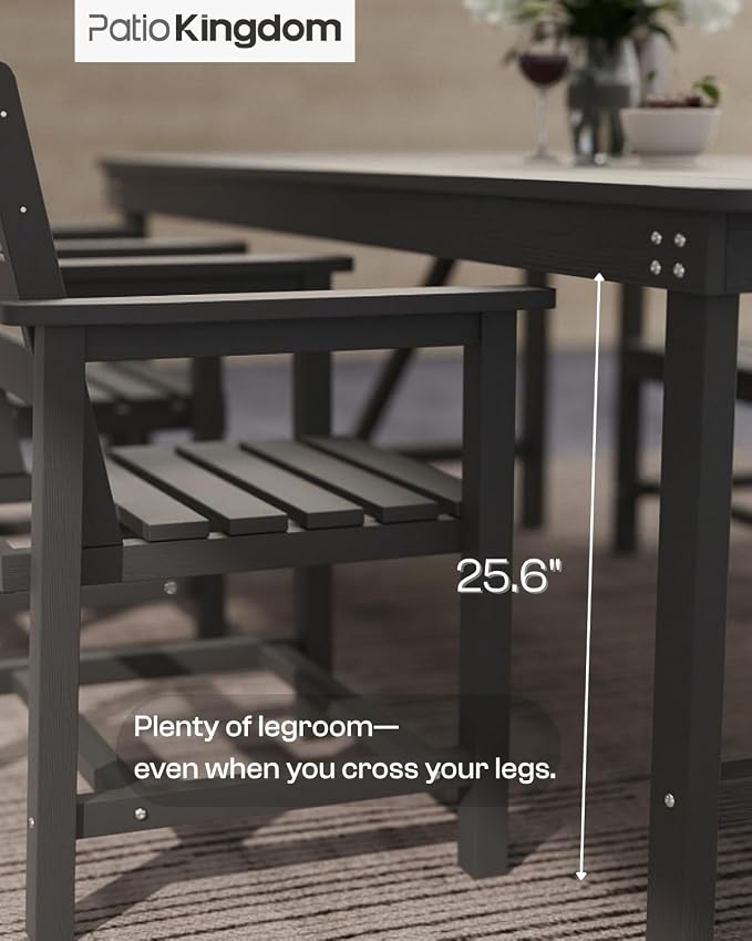 9-Piece HDPE Patio Dining Set for 8, 75.2" Table,Gray | HDPE material, umbrella hole design, weather-resistant patio furniture, perfect for yard, lawn, garden, balcony, deck