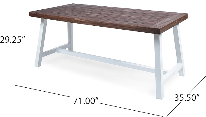 Christopher Knight Home Jubilee Modern Industrial 3 Piece Acacia Wood Picnic Dining Set with Benches, Sandblasted Dark Brown and White Rustic Metal