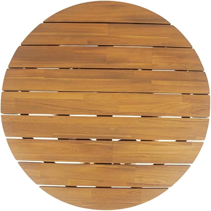 JIJIWANG 31.5" Outdoor Acacia Wood Patio Coffee Table for 2-4 Person, Round Coffee Table for Backyard, Lawn, Balcony, Teak Finish