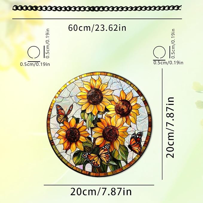 Acrylic Suncatcher, Sun Catchers Indoor Window Decor, 7.87 inch | Sunflower & Butterfly Acrylic Rainbow Suncatchers for Window Hanging, Mothers Day, Birthdays, Housewarming Gifts for Women