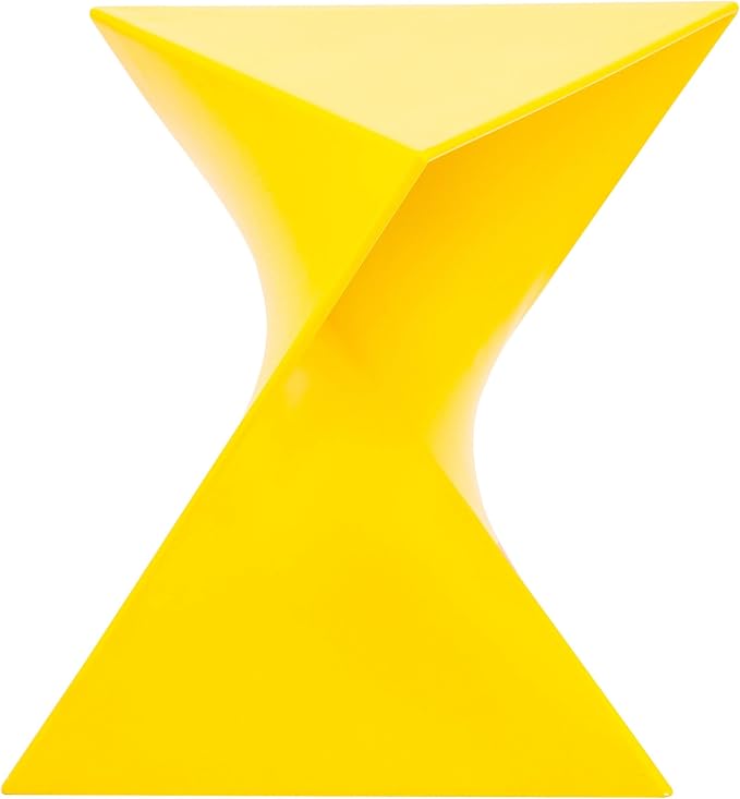 LeisureMod 15.75" Triangular Side Table, Stackable Plastic Accent End Table for Indoor & Outdoor Use, Weather-Resistant Modern Patio & Living Room Table, Set of 2, Yellow