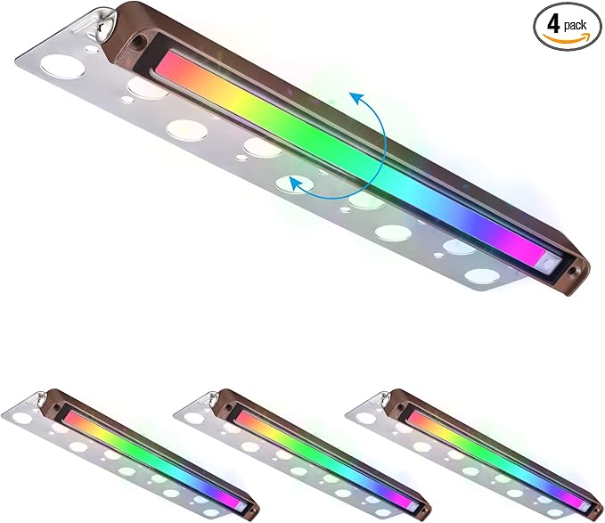 LEONLITE 4-Pack RGBCW 12 Inch LED Hardscape Lighting, Color Changing | LED Landscape Lighting, 12-24V AC/DC Paver Light Low Voltage Retaining Wall Lights, 5W Outdoor Step Lights, ETL