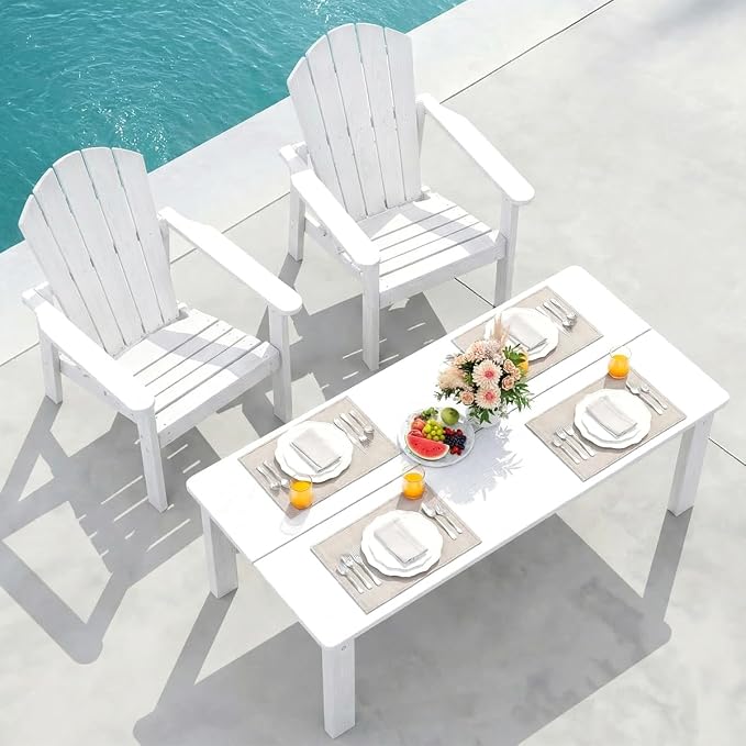 nevilywood Adirondack Coffee Table, White, 47.3" x 22.7" x 17"