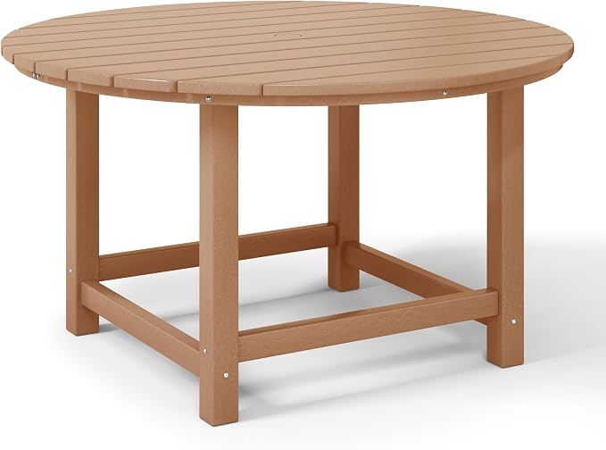 WestinTrends Malibu Kids Outdoor Patio Furniture HDPE 38" Wide Round Dining Table, Teak
