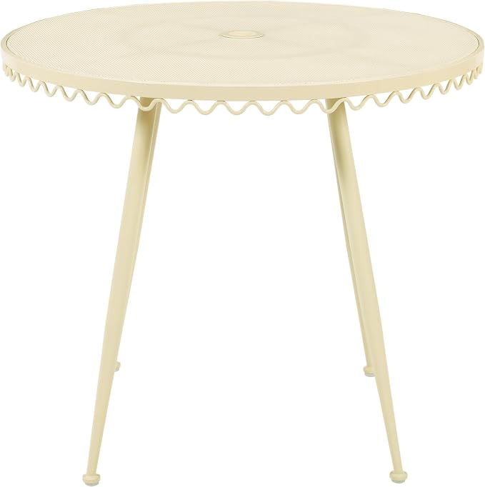 First of a Kind Wrought Outdoor Dining Table in Cream Iron