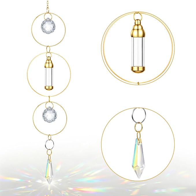 Yalikop Pet Memorial Suncatcher Dog Cat Memorial Gifts Pet Loss Bereavement Remembrance Sympathy Gifts Suncatcher Urn Bottle Ashes Pendant Cremation Jewelry Keepsake(Ring)