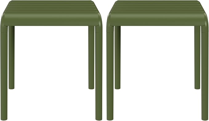 WestinTrends Playa Plastic Modern Outdoor Patio Accent Side Tables (Set of 2), Olive Green