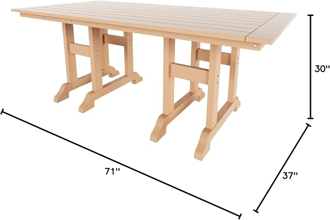 HDPE Laguna 38" X 73" Rectangular Dining Table,Teak