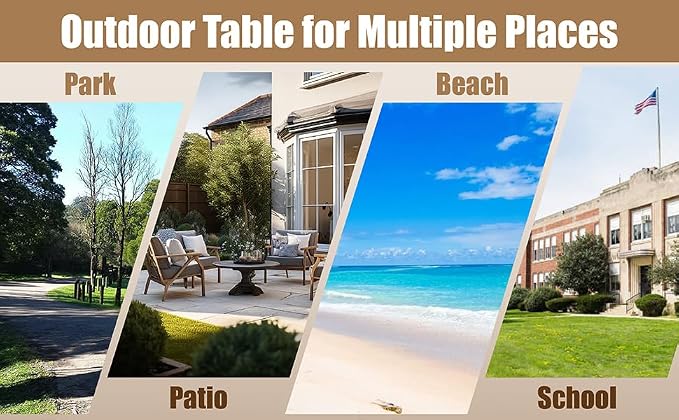 46 Inch Round Outdoor Metal Picnic Table, All-Weather Patio Dining Set for 6-8 Adults, Heavy Duty Steel with Central Umbrella Hole, Perfect for Garden, Backyard, Deck & Small Spaces - Easy Assembly