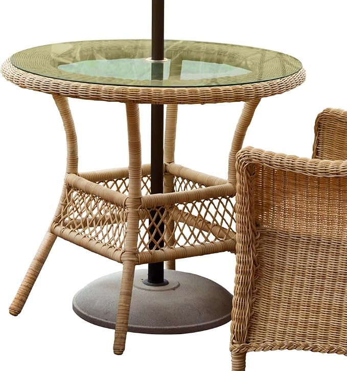 Dulles Glass 42" Round Patio Table Replacement Glass Top with Umbrella Hole, 1/4" Thick Clear Tempered Glass, Flat Polished Edge for Outdoor Dining Tables