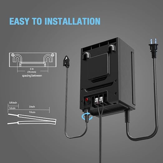 Low Voltage Transformer 120W Outdoor Lighting Transformer for Landscape Lights with Photo Eye Sensor and Timer 120V AC to 12V AC 9920-9120-01
