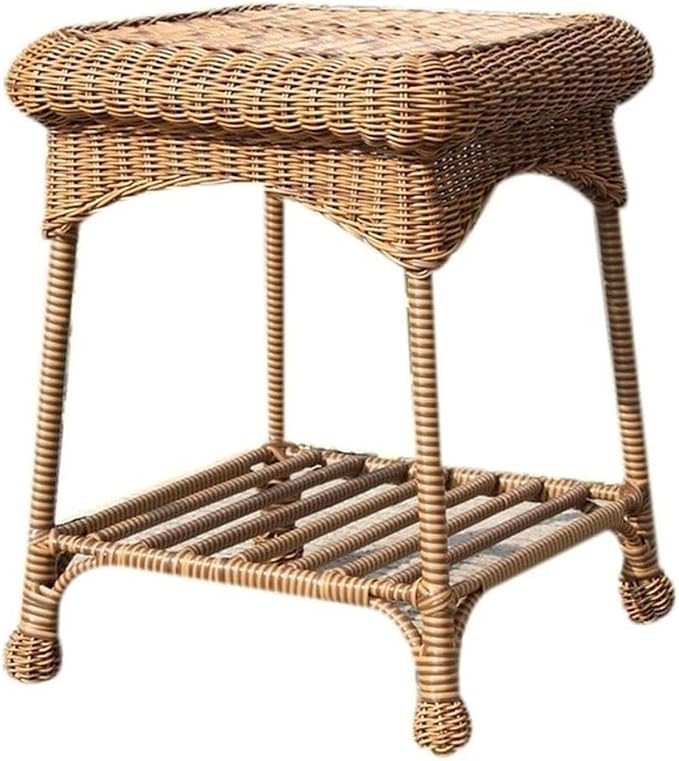 Afuera Living Wicker/Rattan Patio End Table, Honey Brown Finish, 21" H x 17" W x 17" D, All-Weather Resin with Steel Frame, Indoor/Outdoor Use, Fully Assembled, Durable Accent Table for Patio or Home