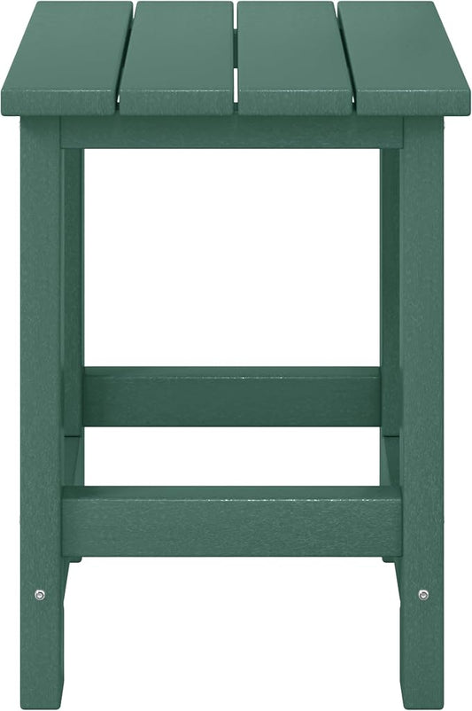 WestinTrends Malibu Kids Outdoor Patio Furniture HDPE Adirondack Square Side Table, Dark Green