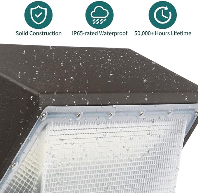 100W LED Wall Pack with Dusk to Dawn Photocell, 13000LM | 5000K Cold White 100-277V, IP65 Waterproof Commercial Outdoor LED Wall Lights for Parking Lot, Yard, Warehouse, ETL Listed