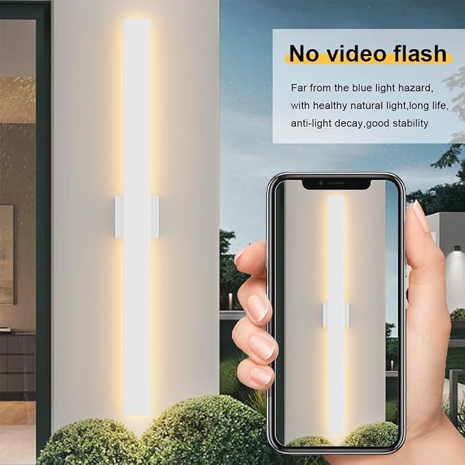 Aipsun 2 Packs Outdoor Wall Sconce, 3000K 4000K 6000K, 39.4in Modern White Exterior Light, Long LED Linear Wall Light Outside Lighting for Entrance, Hallway, Garage, Porch(3CCT)