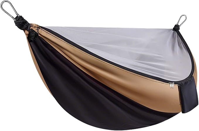 YSUEFIJO Travel Hammock with Mosquito Net, Hanging Hammock for Outdoor Adventures, Camping Hammock Perfect for Backpacking Or Patio, Foldable and Lightweight, Supports 250kg