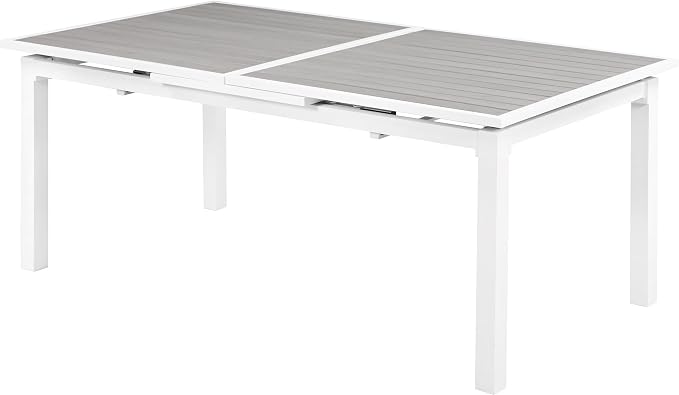 Meridian Furniture 366-T Nizuc Collection Modern | Contemporary Outdoor Patio Extendable Dining Table with Durable Aluminum Frame