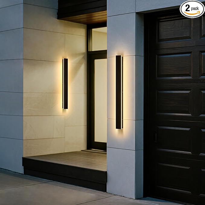 31 Inch Outdoor Wall Lights Set of 2, Long Modern Wall Sconce LED IP65 Waterproof Outdoor Wall Lamp 3000K Modern Wall Mount Exterior Light Fixture for House Garage