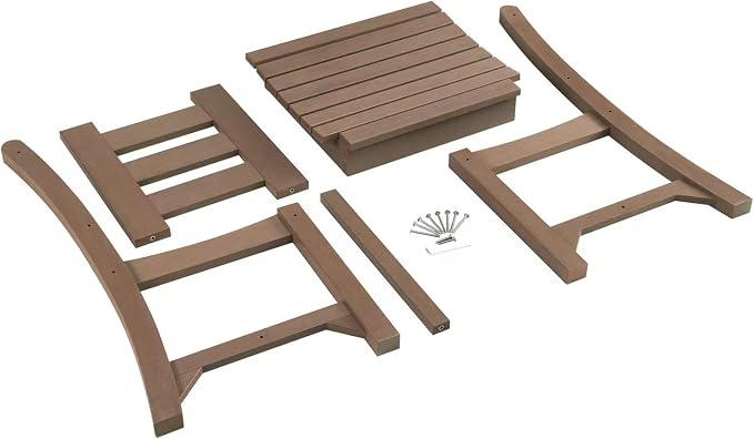 Psilvam Patio Dining Chairs, Poly Lumber Outdoor Patio Chair, Weather Resistant Patio Chair that Never Rust, Suitable for Garden & Backyard, Net Weight 28 LBs (21" D x 18" W x38 1/2" H, Brown)