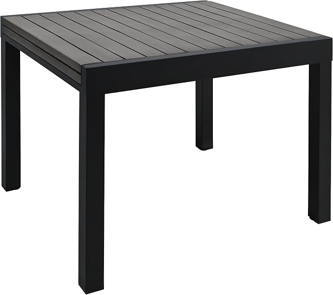 Expandable Patio Dining Table for 4-8 Person, Aluminum Extendable Outdoor Table, 38"-77" Adjustable Patio Table, Square/Rectangular Outdoor Accent Table for Garden, Backyard, Poolside, Black