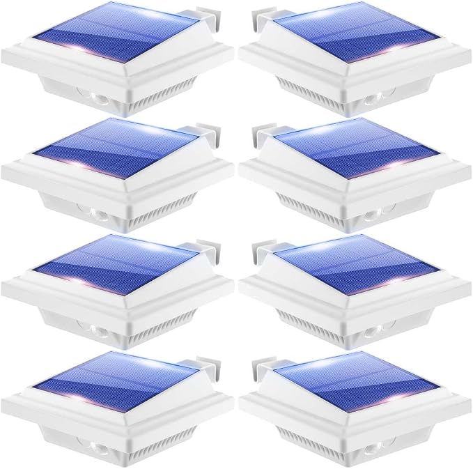 Gutter Lights, 40 LED Solar Patio Decor Lights, Deck Lights Outdoor Waterproof Fence Lights for Wall Backyard Porch, Patio, Pool,Step Stairs, Yard, Garden, Pathway (8Pack_White,Cool White Light)