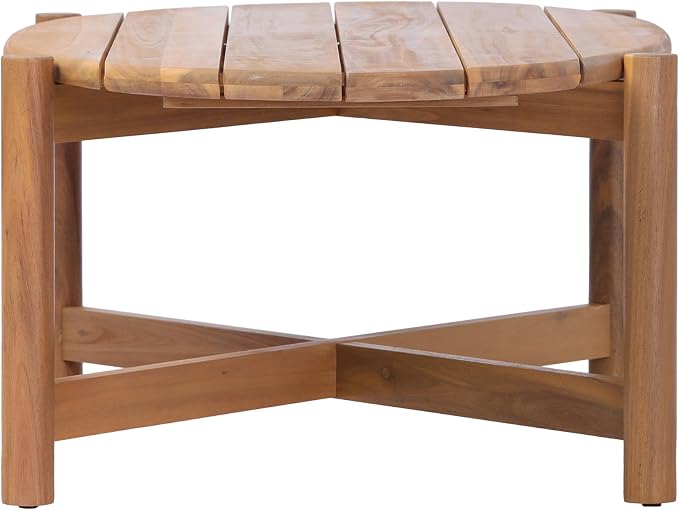 Christopher Knight Home Bubi Patio Acacia Wood Coffee Table, Solid Wood Outdoor Table for Patio Furniture Set, Slat Panel Oval Top, Teak