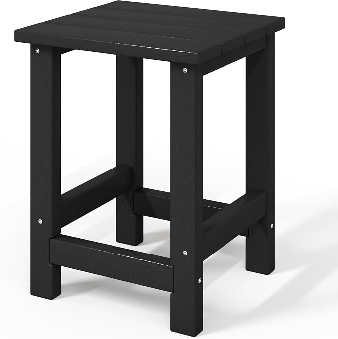 WestinTrends Malibu Kids Outdoor Patio Furniture HDPE Adirondack Square Side Table, Black