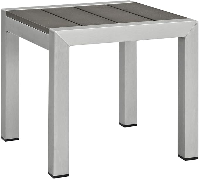 Modway Shore 3-Piece Aluminum Outdoor Patio Furniture Set in Silver Beige