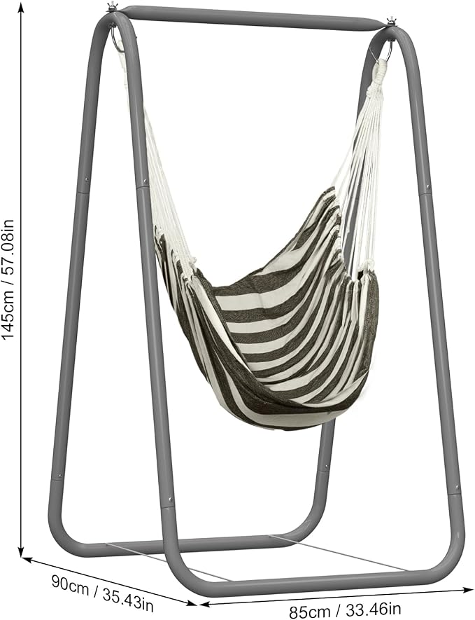 Swing Stand for Garden, Heavy-Duty Hammock Chair with Stand for Indoor Outdoor Patio Yard, Max Load 220lbs Grey Hammock Stand Without Pillow