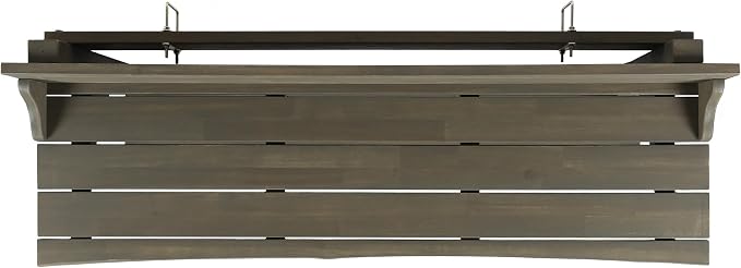 Merax Outdoor Balcony Bar Table, Wall Mounted Folding Patio Bar Table with Acacia Wood Top, Space Saving Table for Balcony Railing, Small Spaces, Gray