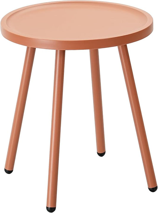 Werph Side Tables Living Room, Orange Small Round End Table with 4 Legs, End Table for Small Space, Bedroom, Office, Outdoor Side Table for Porch, Balcony, Indoor & Outdoor