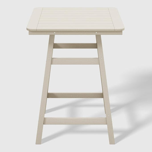WestinTrends Malibu Square Outdoor Patio Counter High Bistro Bar Table with Umbrella Hole 37" Tall, Sand