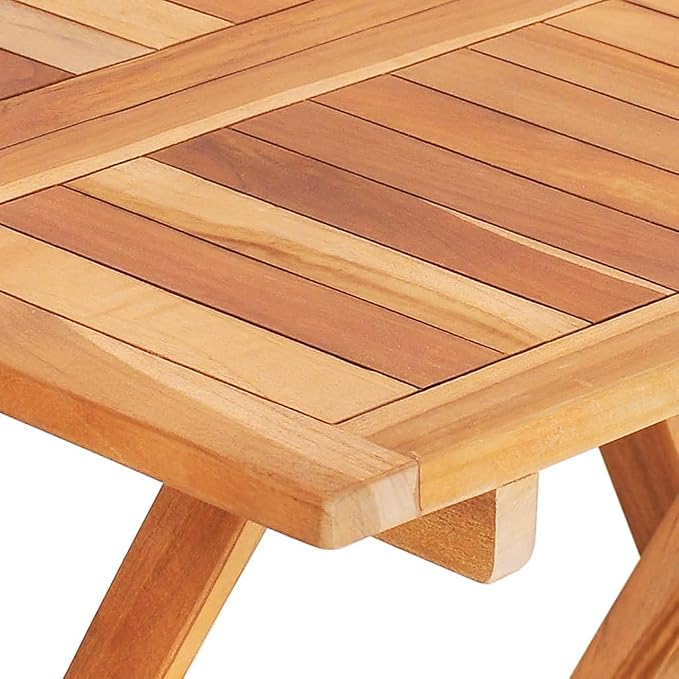 Folding Bistro Table 23.6"x23.6"x25.6" Solid Teak Wood, Outdoor Poolside Garden Lawn Bistro Portable Leisure Standing Side Table