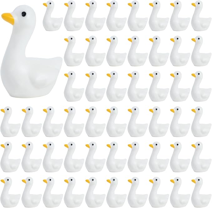 60Pcs Mini Tiny Geese, Resin Goose Figurine | Handcrafted Small Desk Animals Decor, For Porch Cake Toppers, DIY Crafts, Micro Landscape Ornaments, Animals Statues
