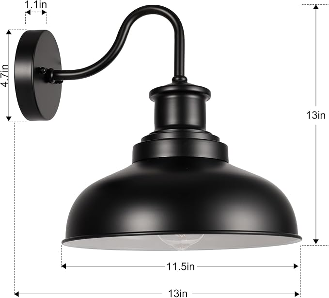 Outdoor Barn Lights Outdoor Wall Sconces Farmhouse Exterior Wall Mount Light Vintage Outside Wall Lighting Fixture Industrial Black White Lanterns for Porch, Entryway, Garage, 2 Pack
