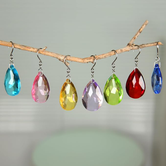 38mm Crystal Suncatcher Prism, 10pcs Multicolor Teardrop Crystals | Chandeliers Replacement Pendants for Lamp Windows Hanging Rainbow Maker Ornaments Birthday Wedding Party Home Decor Gifts