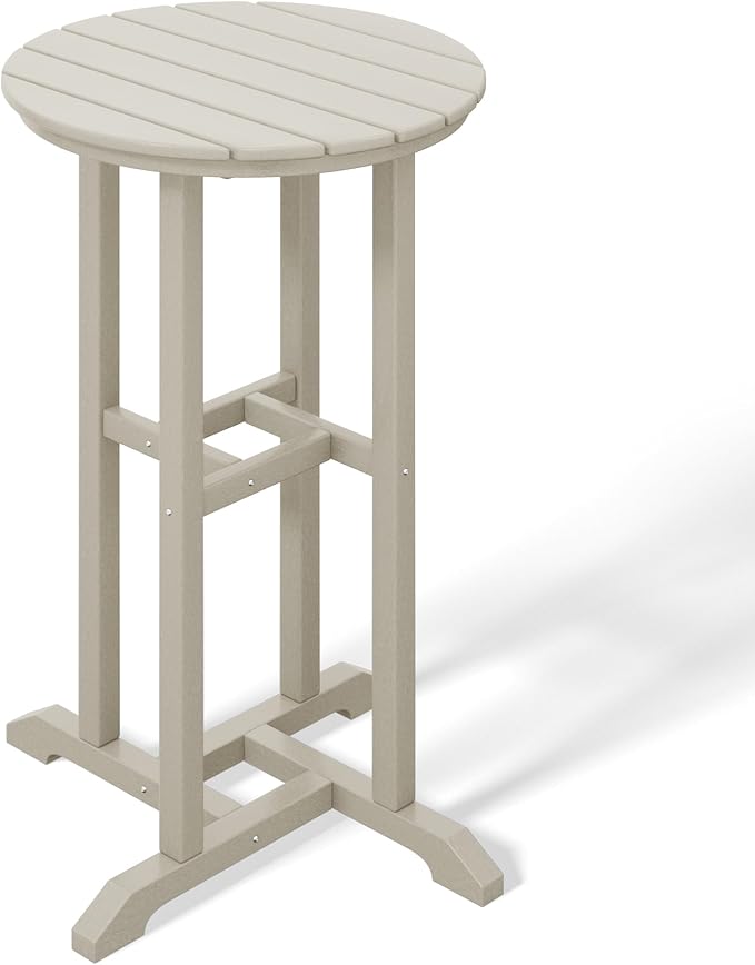 Costaelm Outdoor Bar Table, 37" Counter Height Round Patio Cocktail Bar Table, Patio Bar Table Bistro Dining Table Pub Table for Front Porch Deck, Backyard, Garden, Sand