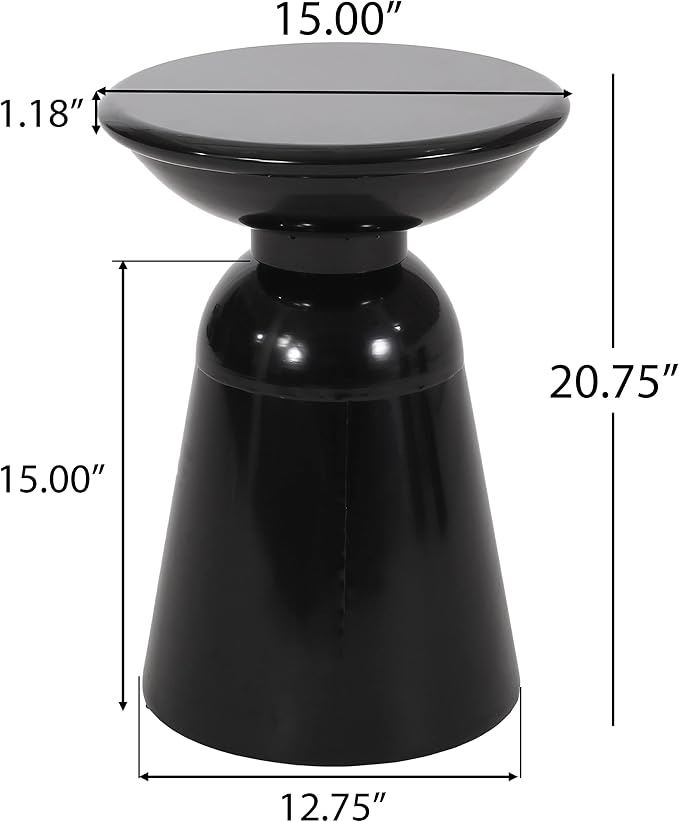 Outdoor Metal Side Table, Black