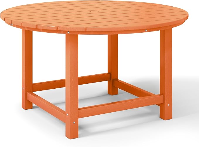 WestinTrends Malibu Kids Outdoor Patio Furniture HDPE 38" Wide Round Dining Table, Orange