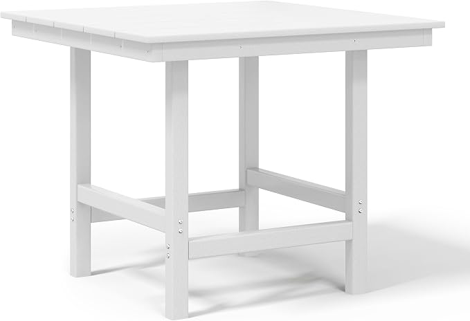 WestinTrends Ashore 5-Piece HDPE Outdoor Square Patio Dining Table Set with Armchairs, White