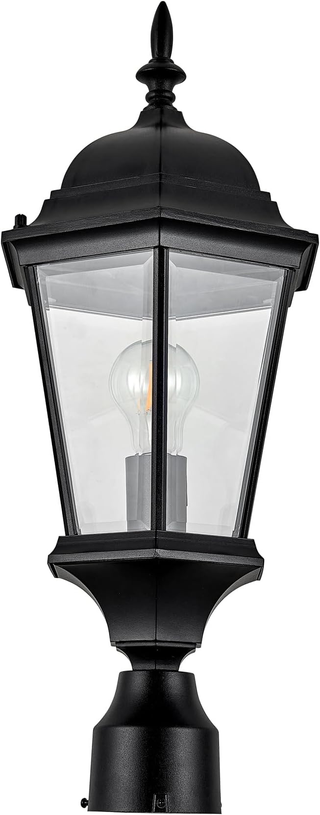 Design House Oak Creek Outdoor Post Light, Textured Black Post Lantern with Clear Beveled Glass, E26 Medium Base, Wet Rated Exterior Lamp for Driveways, Walkways, Porches & Patios, 589192-TBK | Post Mount, Traditional, Aluminum, Lighting, 589192-TBK