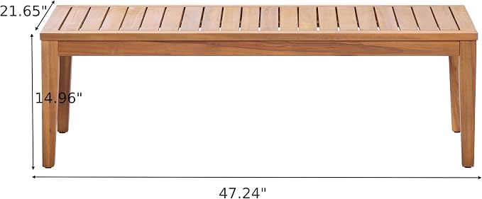 Christopher Knight Home Porco Outdoor Coffee Table for Patio Furniture Set, Weather Resistant Acacia Wood Accent Table, Rectangular Outdoor Table, Slat Panel Side Table for Yard Garden Porch, Teak