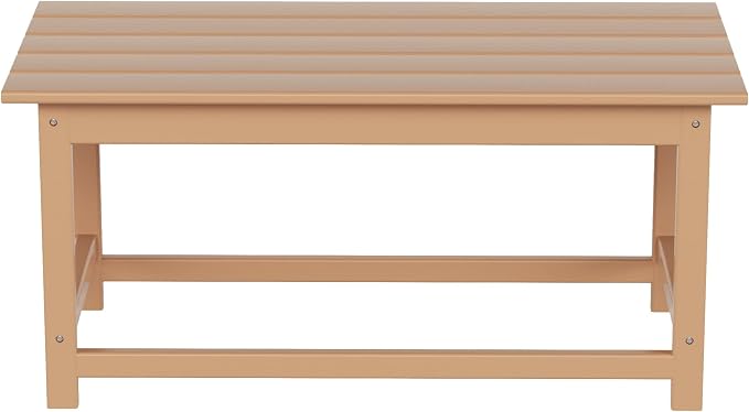 WO Home Furniture HDPE 2pcs Side and 1pc Coffee Table for Adirondack Chair, Weather and UV Resistant for Outdoor, Patio, Backyard, Porch, Garden, Teak