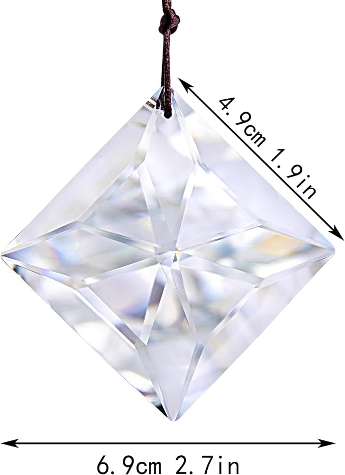 2PCS 50mm Clear Crystal Sun Catcher Prisms Rainbow Maker Suncatcher Hanging | Light Catcher for Windows, Balcony, Kitchen, Garden, Glass Ornaments For Christmas Tree