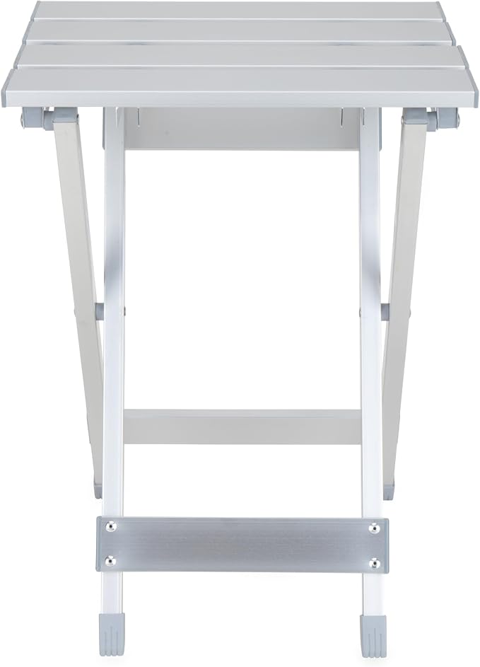 Camco Aluminum Small Outdoor Side Table - Folding Camping Table Supports Up to 130lb - Features Durable Aluminum Construction - Collapses for Easy RV Storage - (51890)