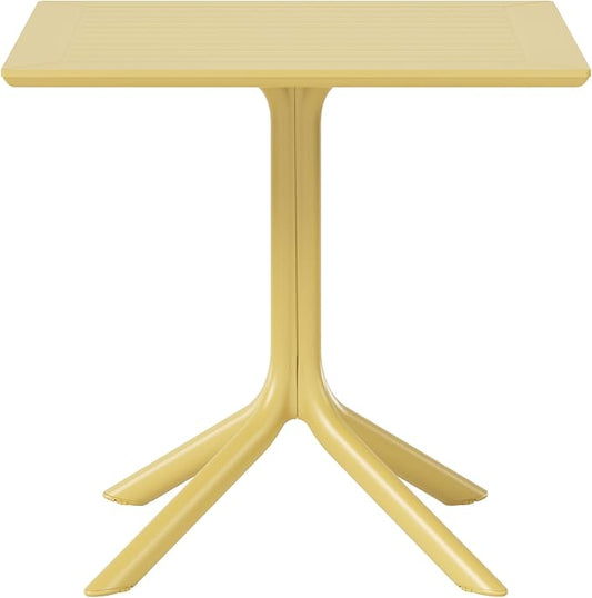 WestinTrends Playa 31.5" Square Outdoor Plastic Resin Patio Dining Table for 4, Yellow