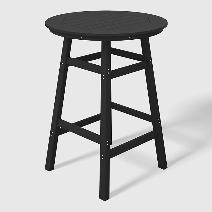 WestinTrends Malibu Outdoor 35" HDPE Round Patio Bar Height Table, Black