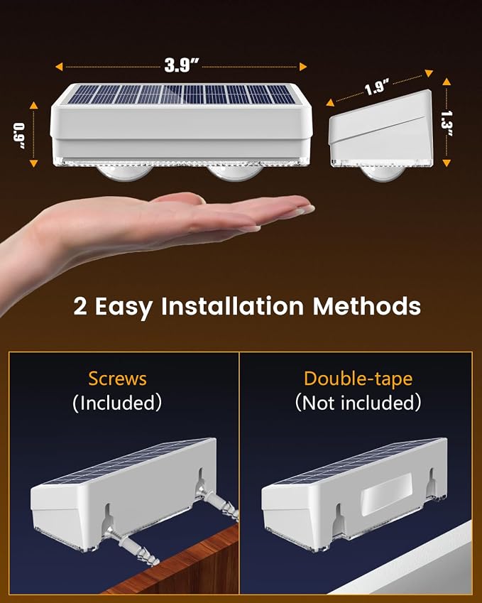 JOFIOS Solar Fence Lights Outdoor Waterproof, 80 Lumens Solar Lights for Fence with Warm White & RGB 8 Colors,Outdoor Solar Light for Deck, Patio, Backyard, Fence, Railing (12-Pack-White)
