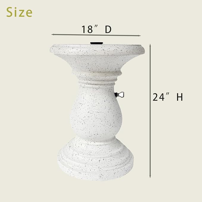 Outdoor Patio Umbrella Side Tables, Heavy Duty Table with Umbrella Hole for Porch, Umbrella Stand Base with Hand-Turn Tightening Knob, Garden Coffee Table, White (White)